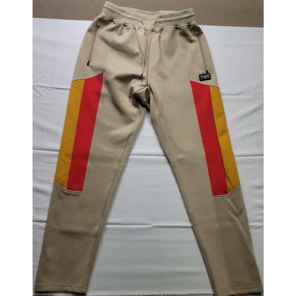 Well Known Studios Trackpants Workout Men's Medium Beige / Red/ Yellow